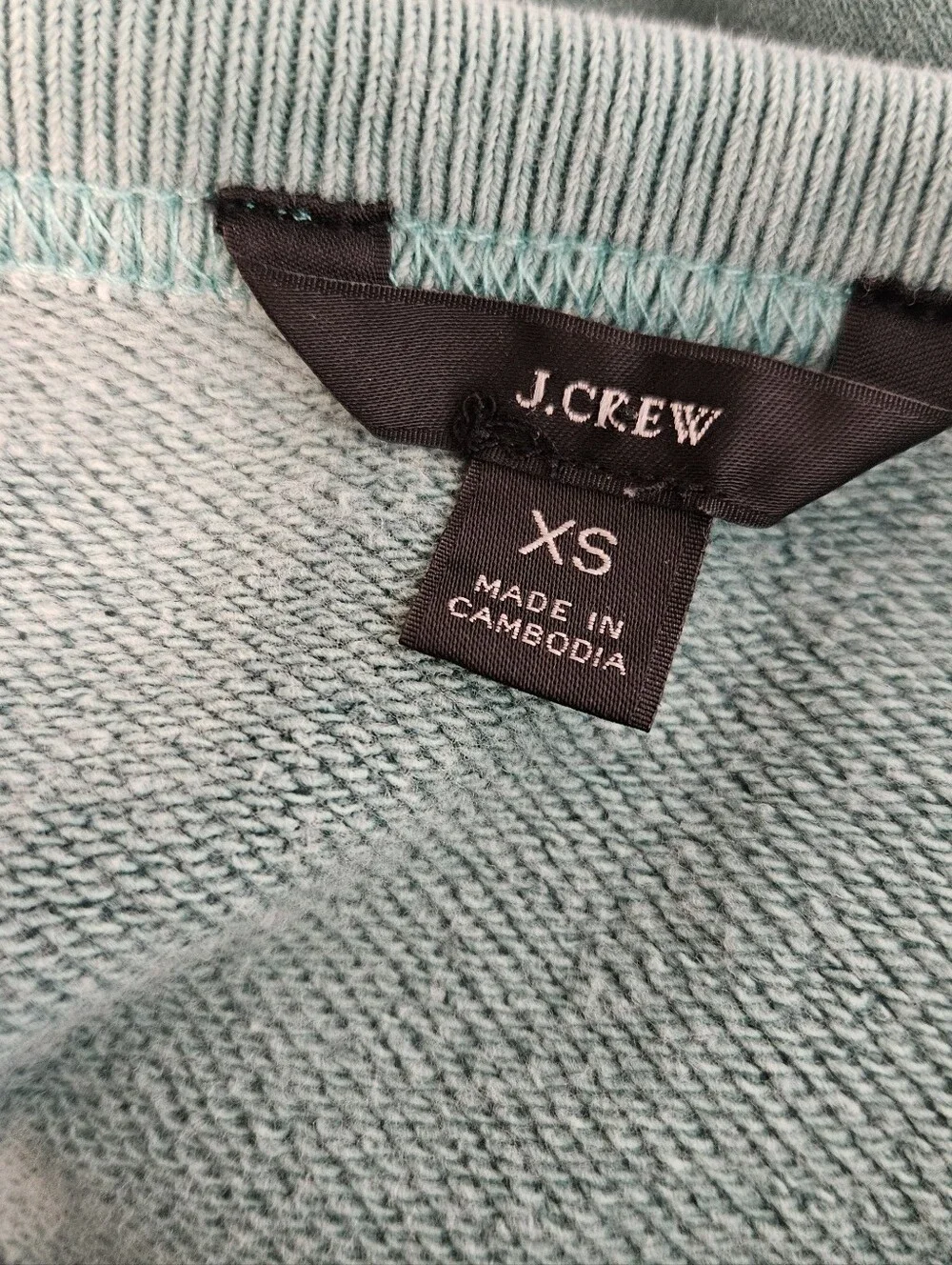 J.Crew Sweatshirt XS Ocean Pearl Myrtle Beach Cropped Raglan Terry Aloe Green